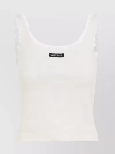 Miu Miu Ribbed Cotton Tank Top
