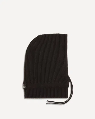 Miu Miu Ribbed Drawstring Balaclava In Black