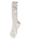 Miu Miu Ribbed Embroidered-logo Socks In White