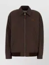 Miu Miu Women Panama Cotton Blouson Jacket In Brown