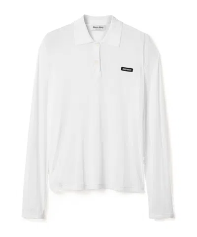 Miu Miu Ribbed Jersey Polo Shirt