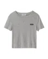 Miu Miu Ribbed Jersey T-shirt In Gray