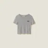 Miu Miu Ribbed Jersey T-shirt In Grey
