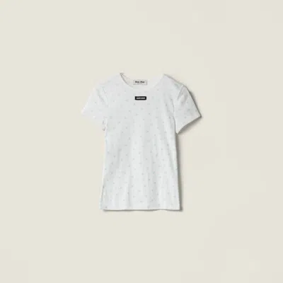Miu Miu Ribbed Jersey T-shirt In Multi