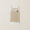Miu Miu Ribbed Jersey Tank Top In Gold