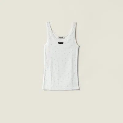 Miu Miu Ribbed Jersey Tank Top In Multi