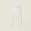 Miu Miu Ribbed Jersey Top In White