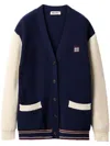 Miu Miu Ribbed-knit Cardigan In 蓝色