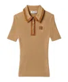Miu Miu Cashmere Rib Short-sleeve Polo Top In Brown