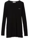 Miu Miu Long Sleeve Jersey Mini Dress In Black
