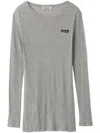 Miu Miu Ribbed Knit Jersey Dress In Grau