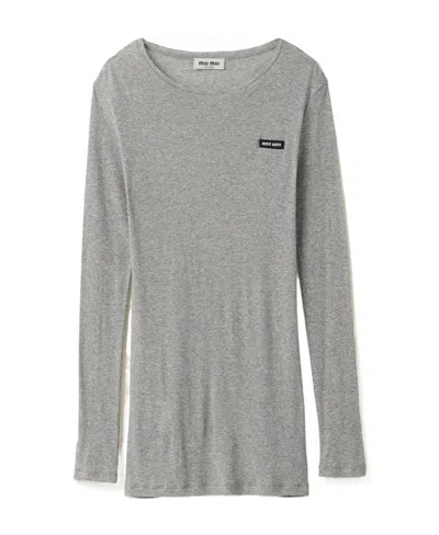 MIU MIU RIBBED KNIT JERSEY DRESS