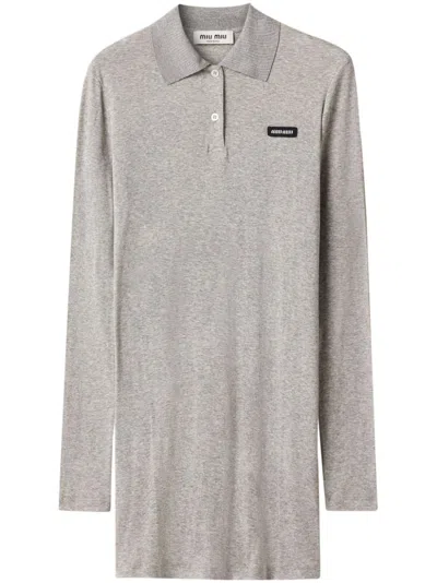Miu Miu Ribbed Jersey Mini-dress In Gray