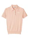 Miu Miu Cashmere Pointelle Cable-knit Polo In Pink