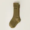 Miu Miu Ribbed Knit Socks In Kiwi Green