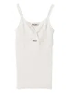 Miu Miu Pointelle V-neck Tank Top In White