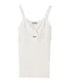 Miu Miu Pointelle V-neck Tank Top In White