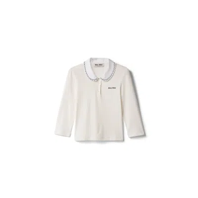 Miu Miu Ribbed Knit Top In White