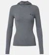 Miu Miu Ribbed-knit Wool Sweater In Grey
