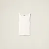 Miu Miu Ribbed Knit Wool Tank Top In White