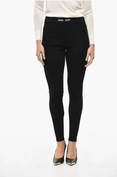 MIU MIU RIBBED KNITTED LEGGINGS