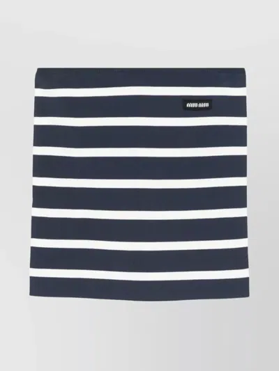 MIU MIU RIBBED KNITWEAR WITH STRIPED SPAGHETTI STRAPS