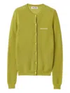 Miu Miu Ribbed Lace-motif Cardigan In Green