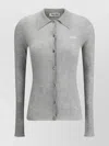 Miu Miu Ribbed Long-sleeve Polo Sweater