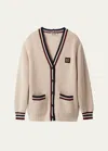Miu Miu Woman Sand Cashmere Cardigan In F0018 Naturale