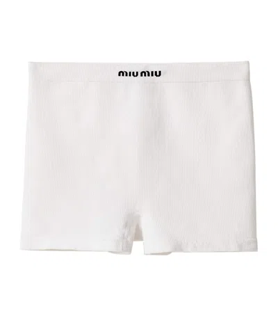 Miu Miu Ribbed Seamless Boxer Shorts In White