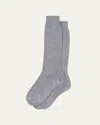 Miu Miu Ribbed Silk Socks In Grigio