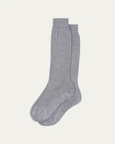 Miu Miu Ribbed Silk Socks In Grigio