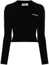 Miu Miu Ribbed Sweater In Black  