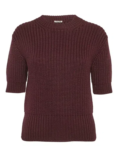 Pre-owned Miu Miu Ribbed T-shirt In Red