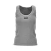 Miu Miu Ribbed Tank Top With Logo Label In Gray