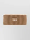 Miu Miu Ribbed Texture Wool Blend Hairband In Brown