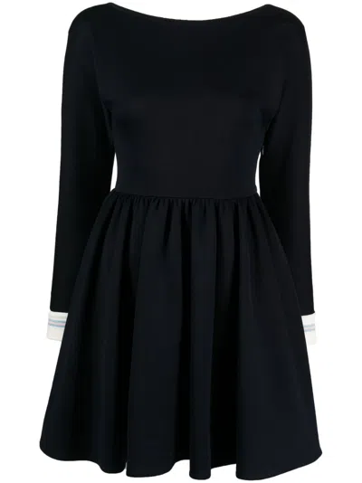 Pre-owned Miu Miu Ribbed-trim Long Sleeve Dress In Blue