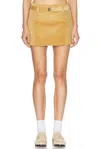 Miu Miu Ribbed Velvet Mini Skirt In Honey