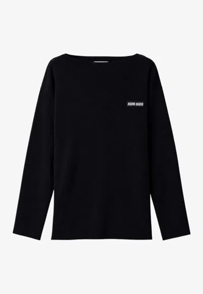 Miu Miu Ribbed Wool Crewneck Jumper In Multi
