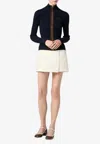 Miu Miu Ribbed Zip-up Cardigan In Blue