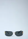 Miu Miu 75mm Oversize Rectangular Wrap Sunglasses In Gold