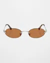 Miu Miu Rimless Metal Oval Sunglasses