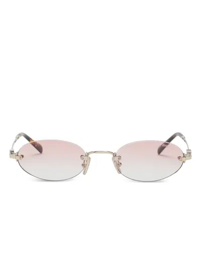 Miu Miu Rimless Oval-frame Sunglasses In Pink