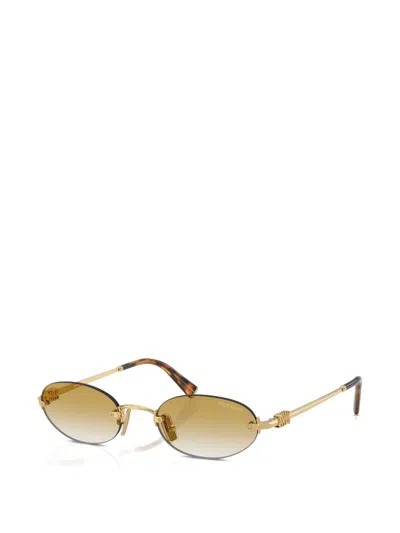 Miu Miu Rimless Oval-frame Sunglasses In Gold