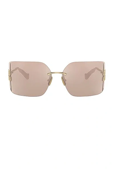 Miu Miu Rimless Rectangle Sunglasses In Pale Gold