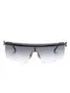 Miu Miu Rimless Shield-frame Sunglasses In Black