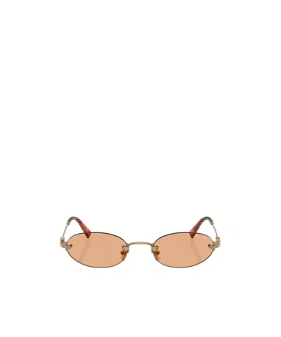 Miu Miu Oval-frame Sunglasses In Metallic