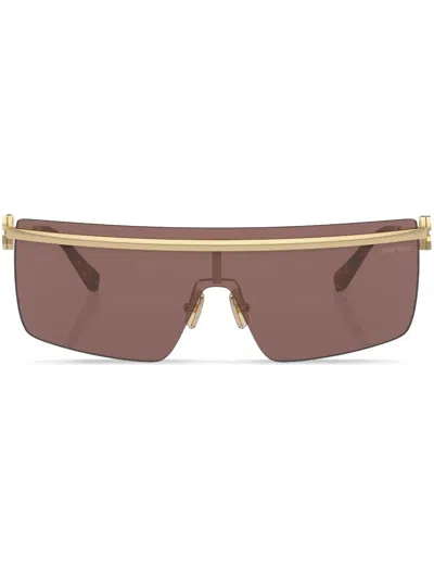 Miu Miu Womens Gold Mu 50zs Irregular-frame Metal Sunglasses In Brown