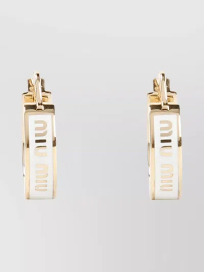 Miu Miu Ring Earrings Enamel Detail In Gold