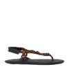Miu Miu Tobacco-coloured Riviere Sandal In Rope And Leather Women In Black